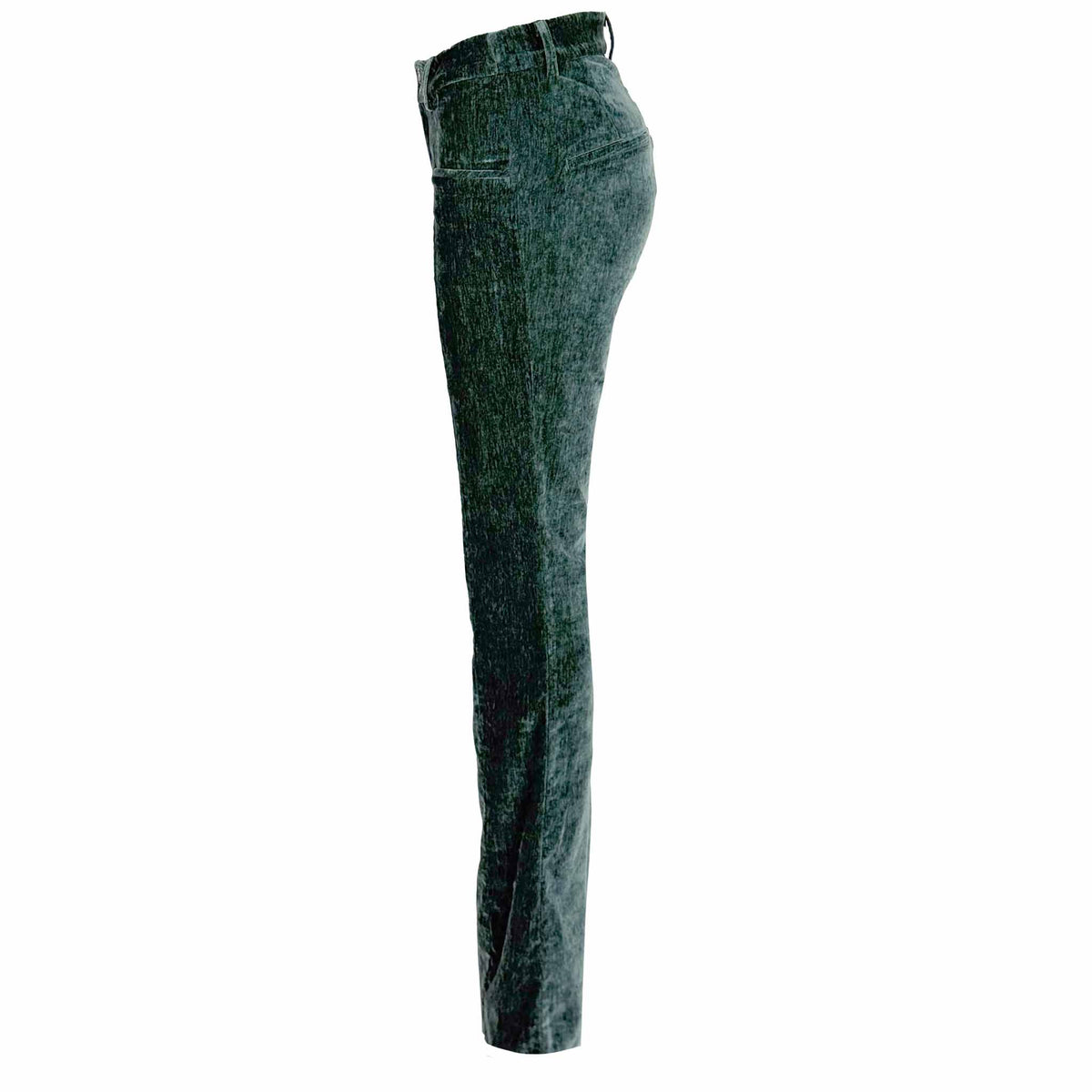 LongLady Broek Betty Chenille Petrol, kleding voor lange vrouwen, zijaanzicht