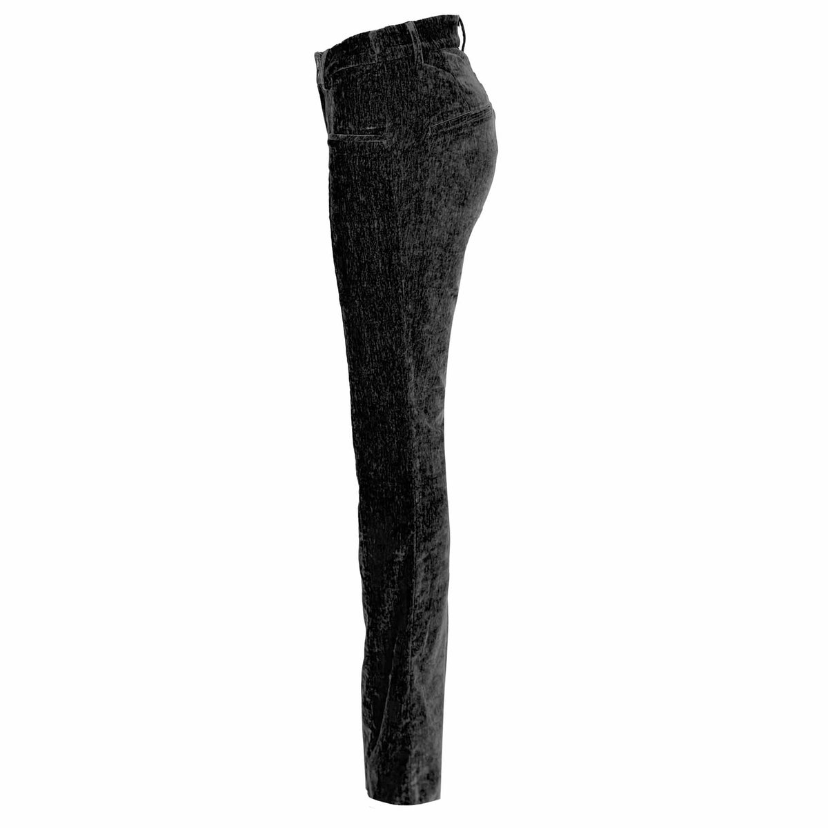 LongLady Broek Betty Chenille Zwart, kleding voor lange vrouwen, zijaanzicht