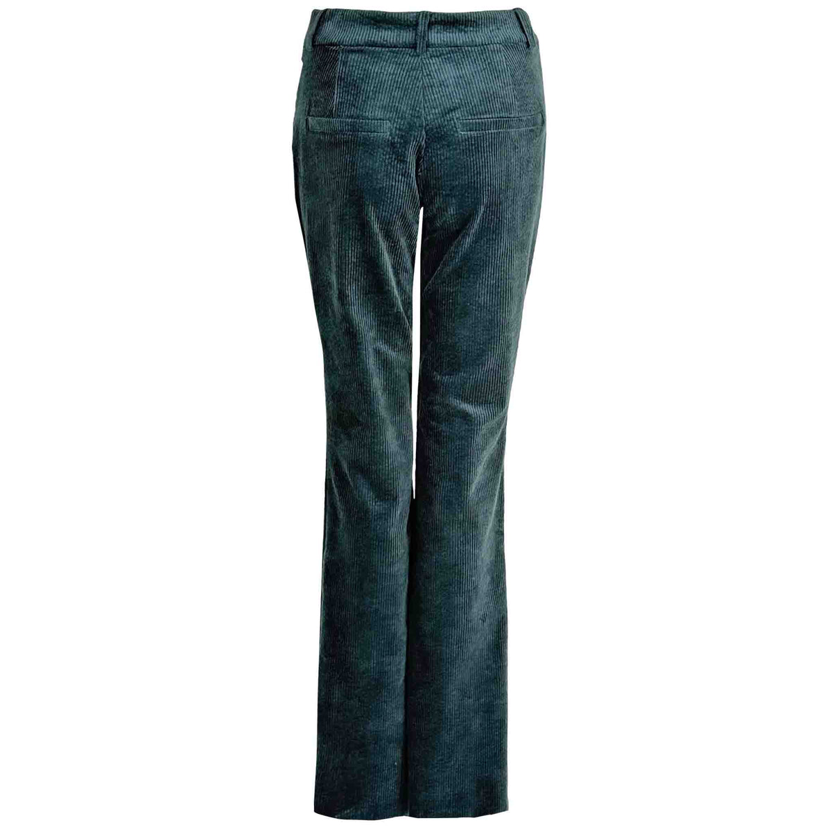LongLady Broek Bobanne Rib Petrol, tall kleding voor lange dames, achteraanzicht