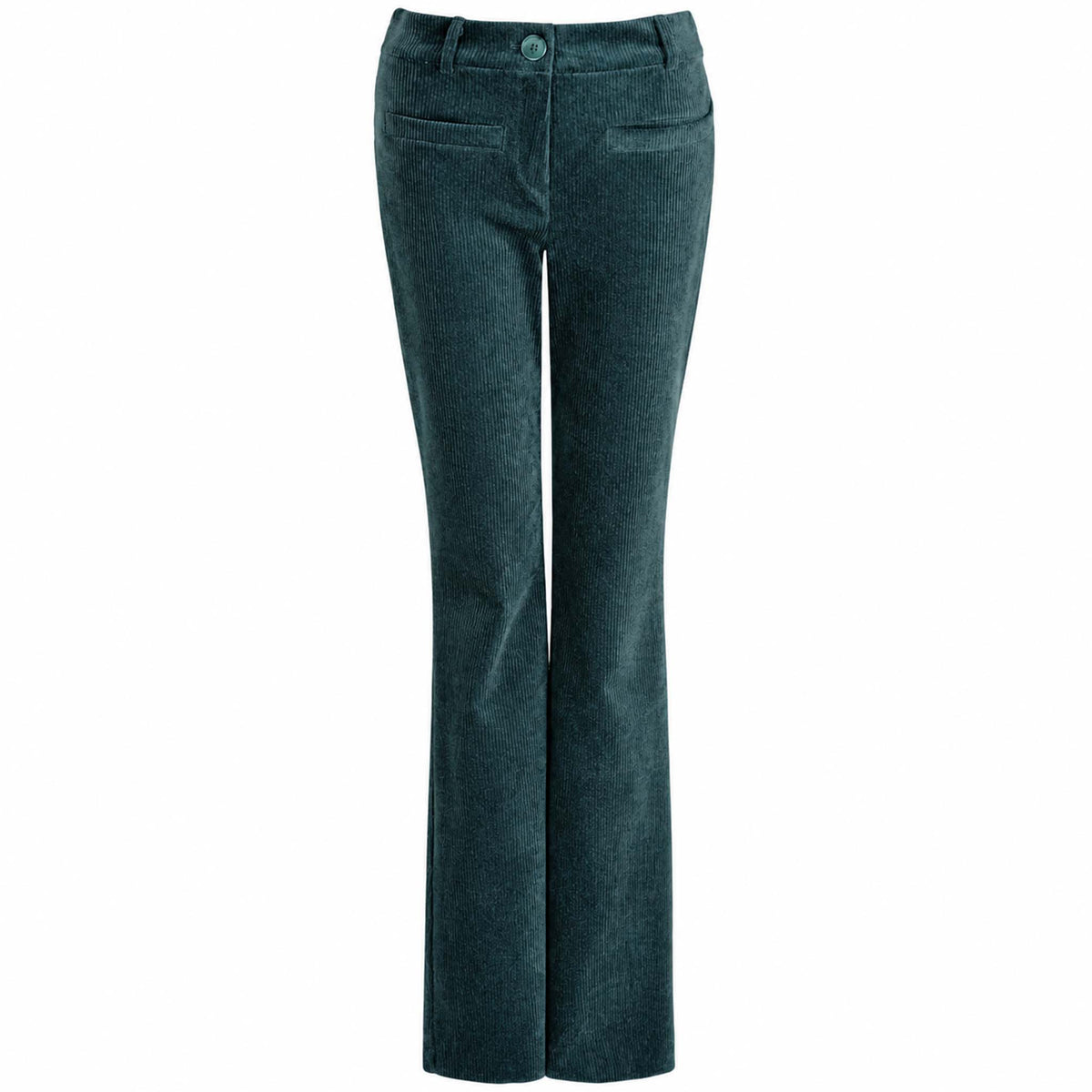 LongLady Broek Bobanne Rib Petrol, tall kleding voor lange vrouwen voorzijde