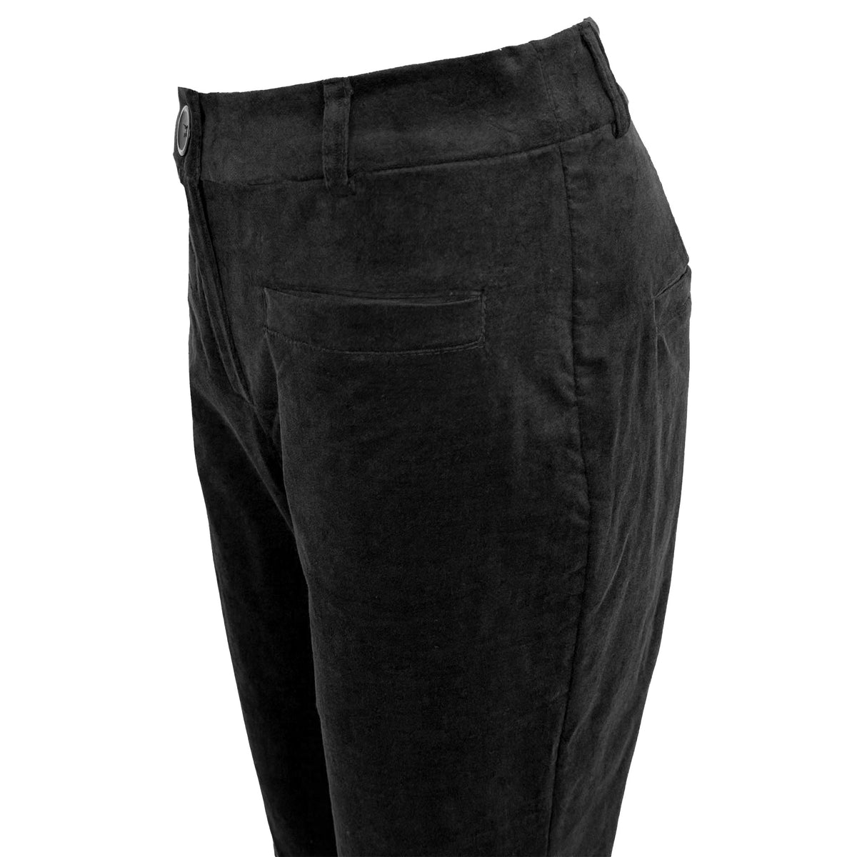 LongLady Broek Bobanne Velvet Zwart, tall kleding voor lange vrouwen, vooraanzicht