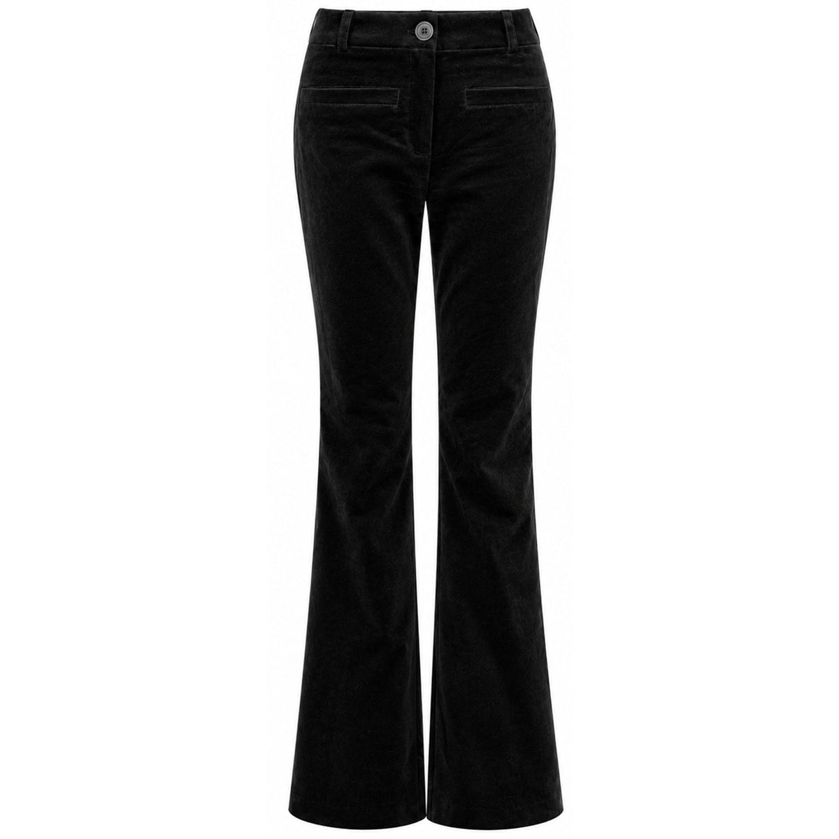 LongLady Broek Bobanne Velvet Zwart, tall kleding voor lange vrouwen, vooraanzicht