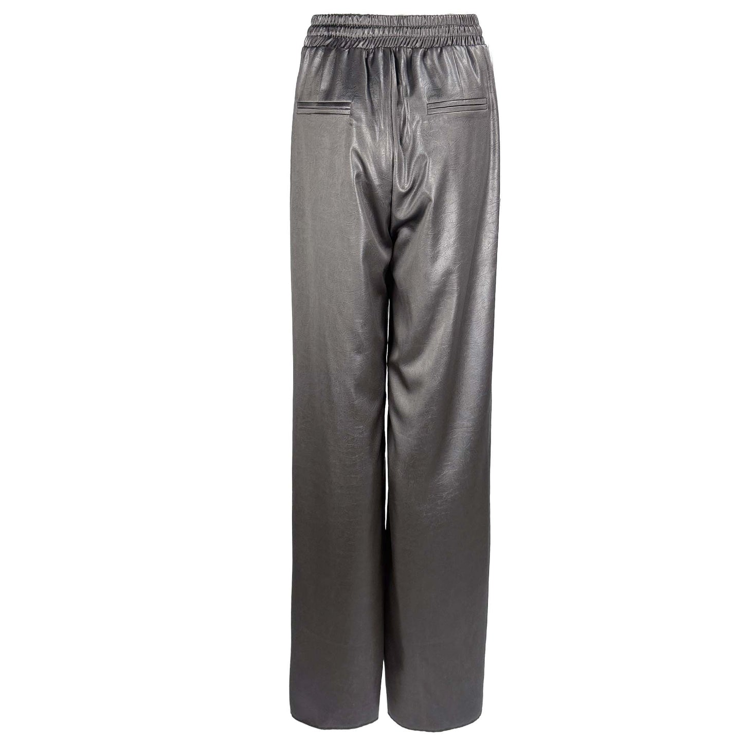 Lange dames Broek Longlady Boukje Leather Grijsbruin achterzijde
