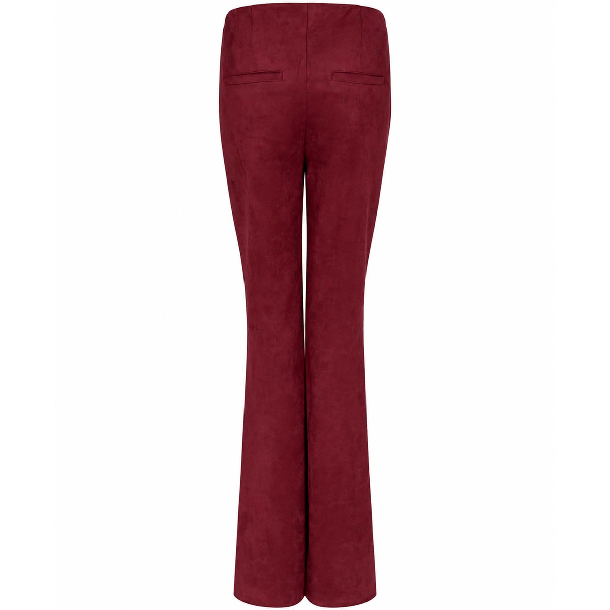 LongLady Broek Byba Suedine Bordeaux, tall kleding voor lange vrouwen achterzijde