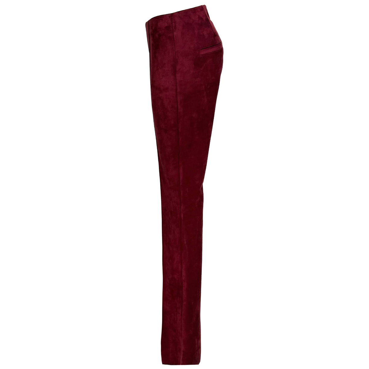 LongLady Broek Byba Suedine Bordeaux, kleding voor lange vrouwen, zijaanzicht