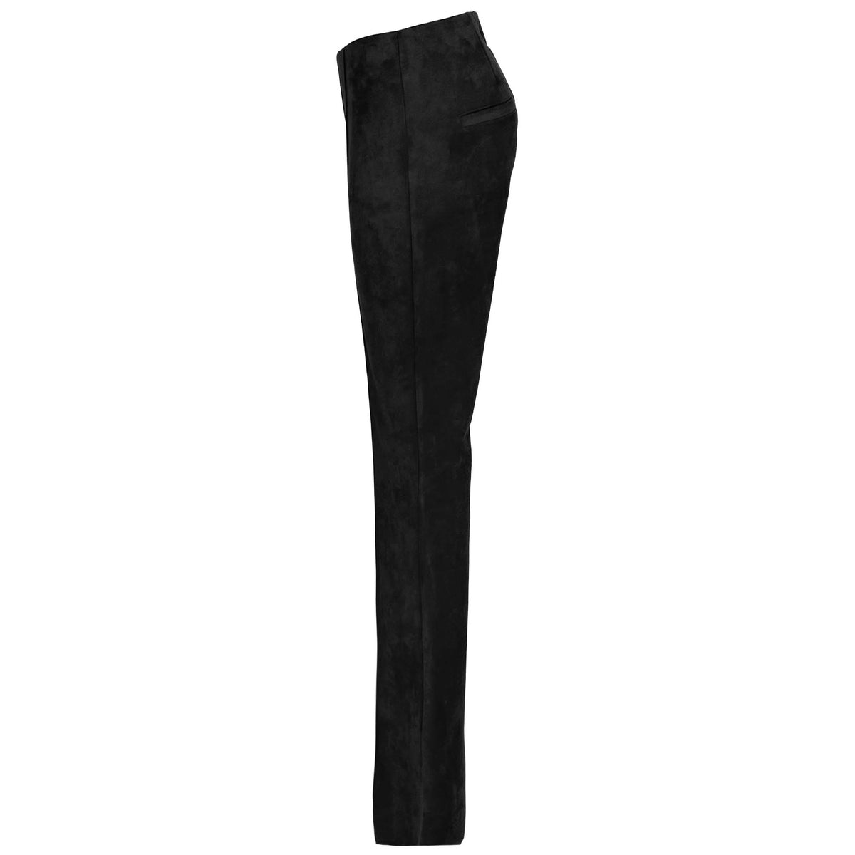 LongLady Broek Byba Suedine Zwart, kleding voor lange vrouwen, zijaanzicht