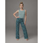 Tall LongLady Broek Nory Groen Blauw - lange vrouwen
