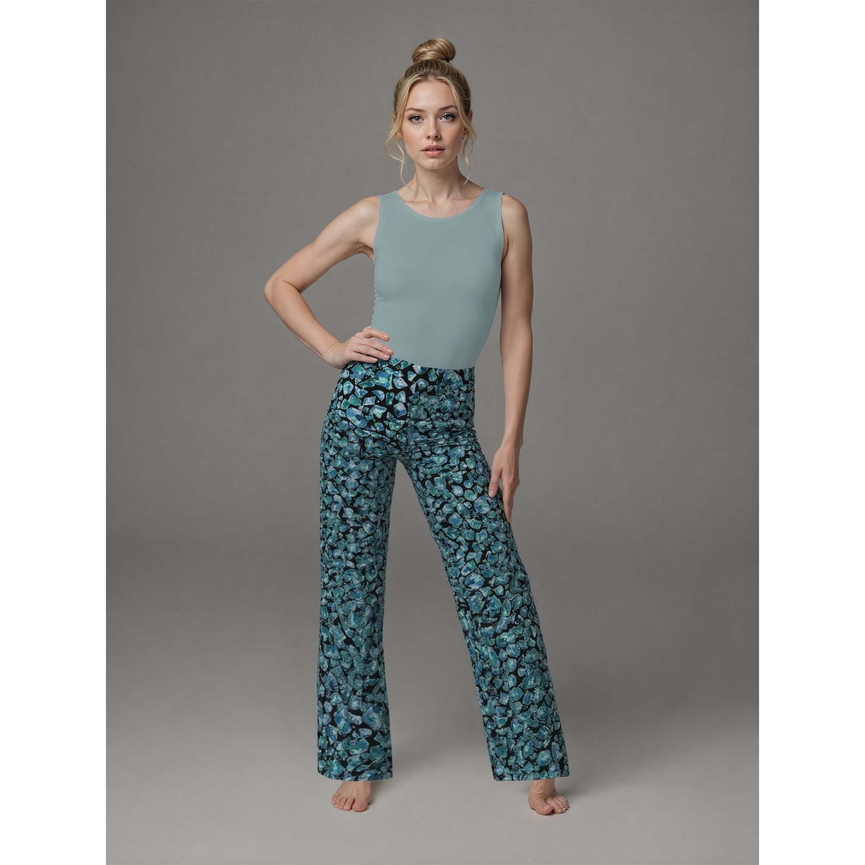 LongLady Broek Nory Groen Blauw, tall kleding voor lange vrouwen
