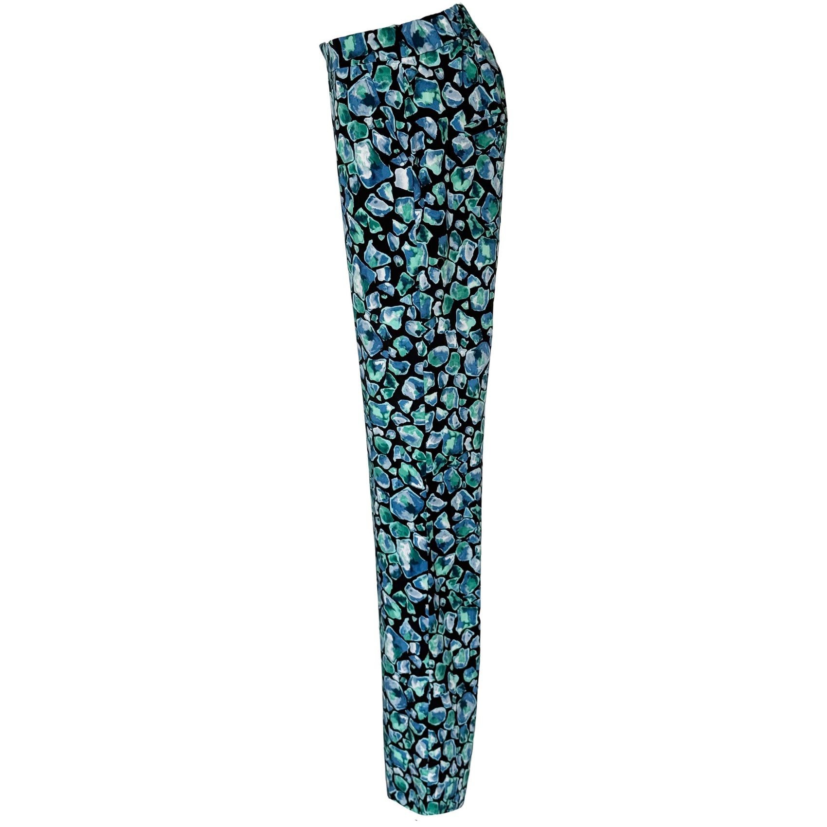 LongLady Broek Nory Groen Blauw, kleding voor lange vrouwen, zijaanzicht