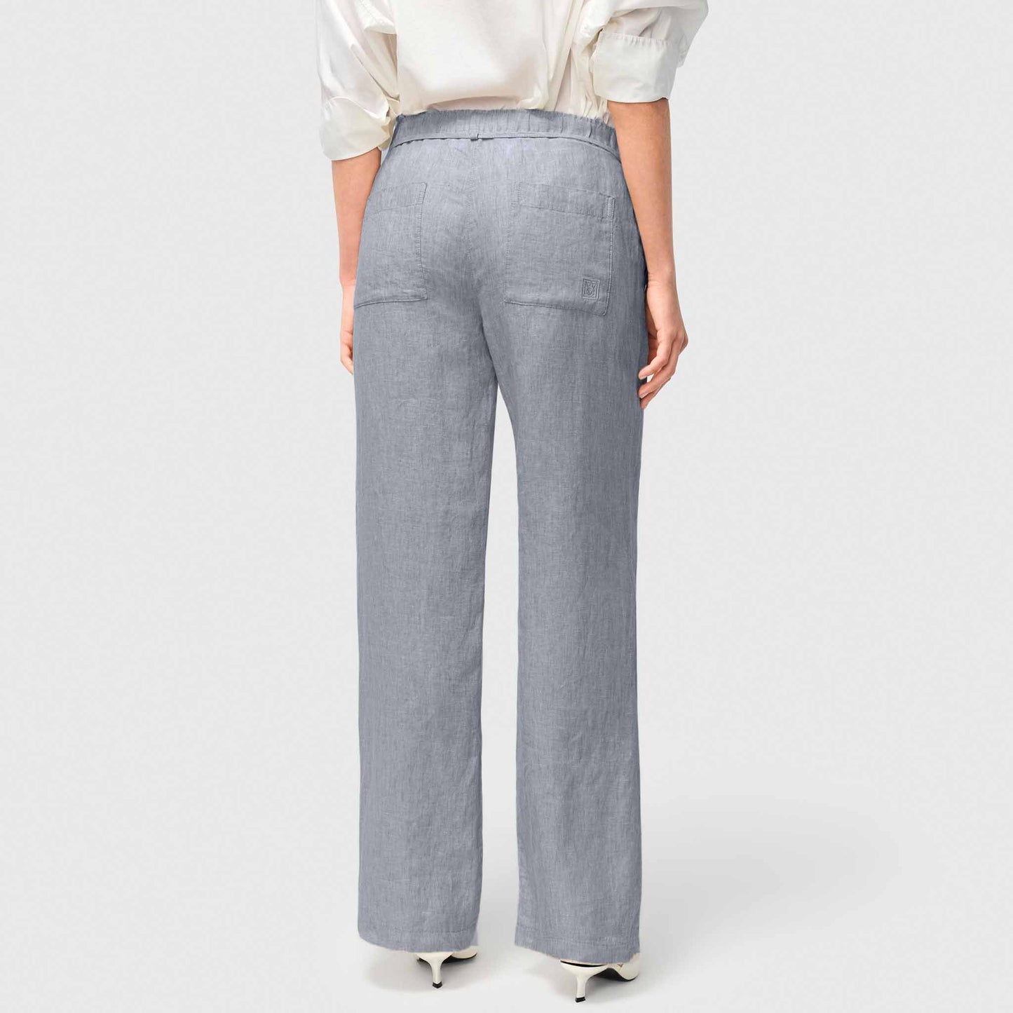 Mac Broek Chiara Linnen Light Blue Grey | Tall