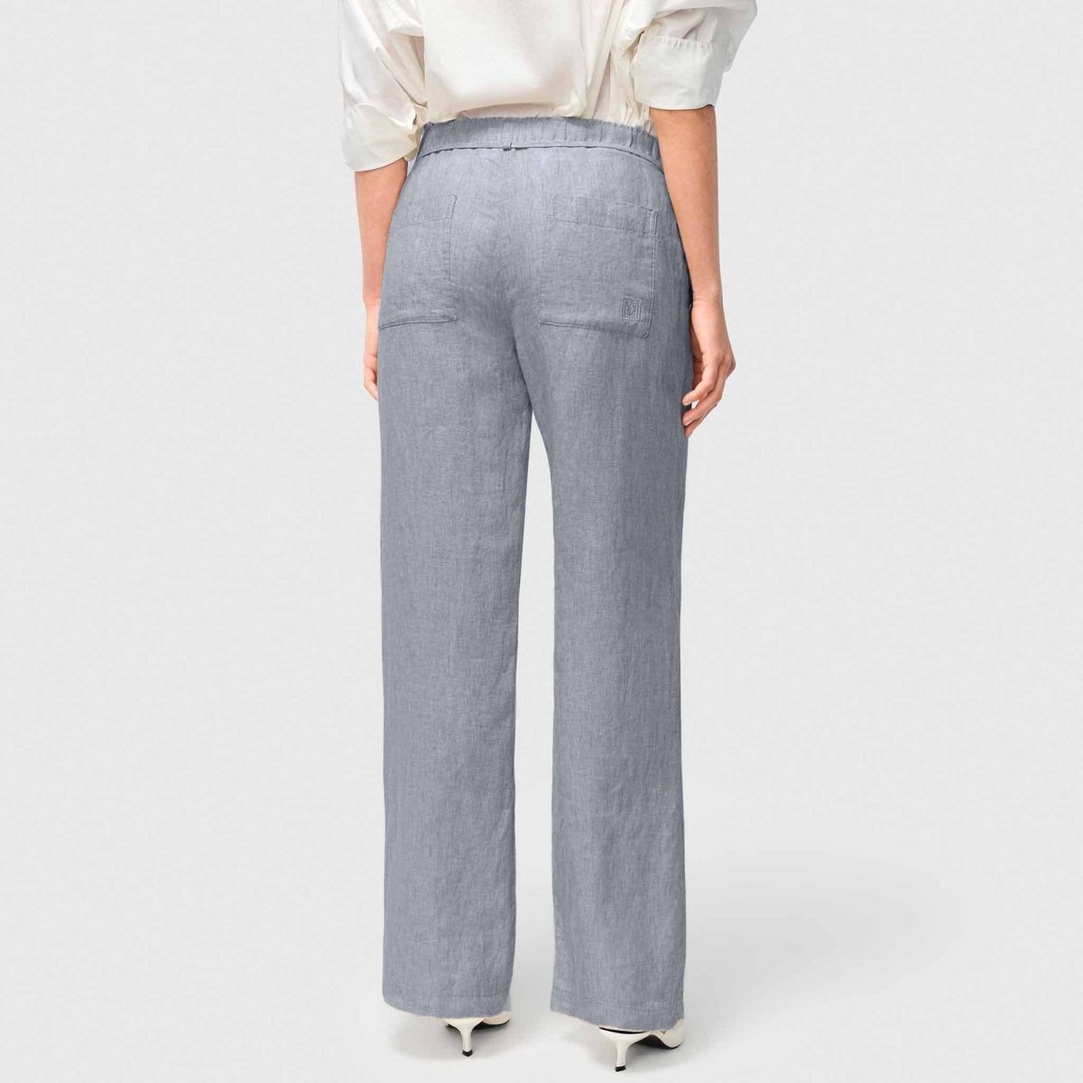 Mac Broek Chiara Linnen Light Blue Grey | Tall