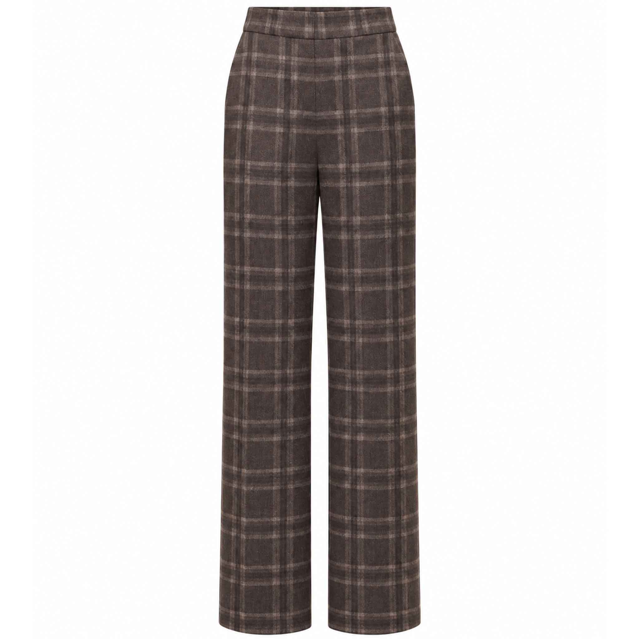 Mac Broek Chiara Night Brown Check | Tall