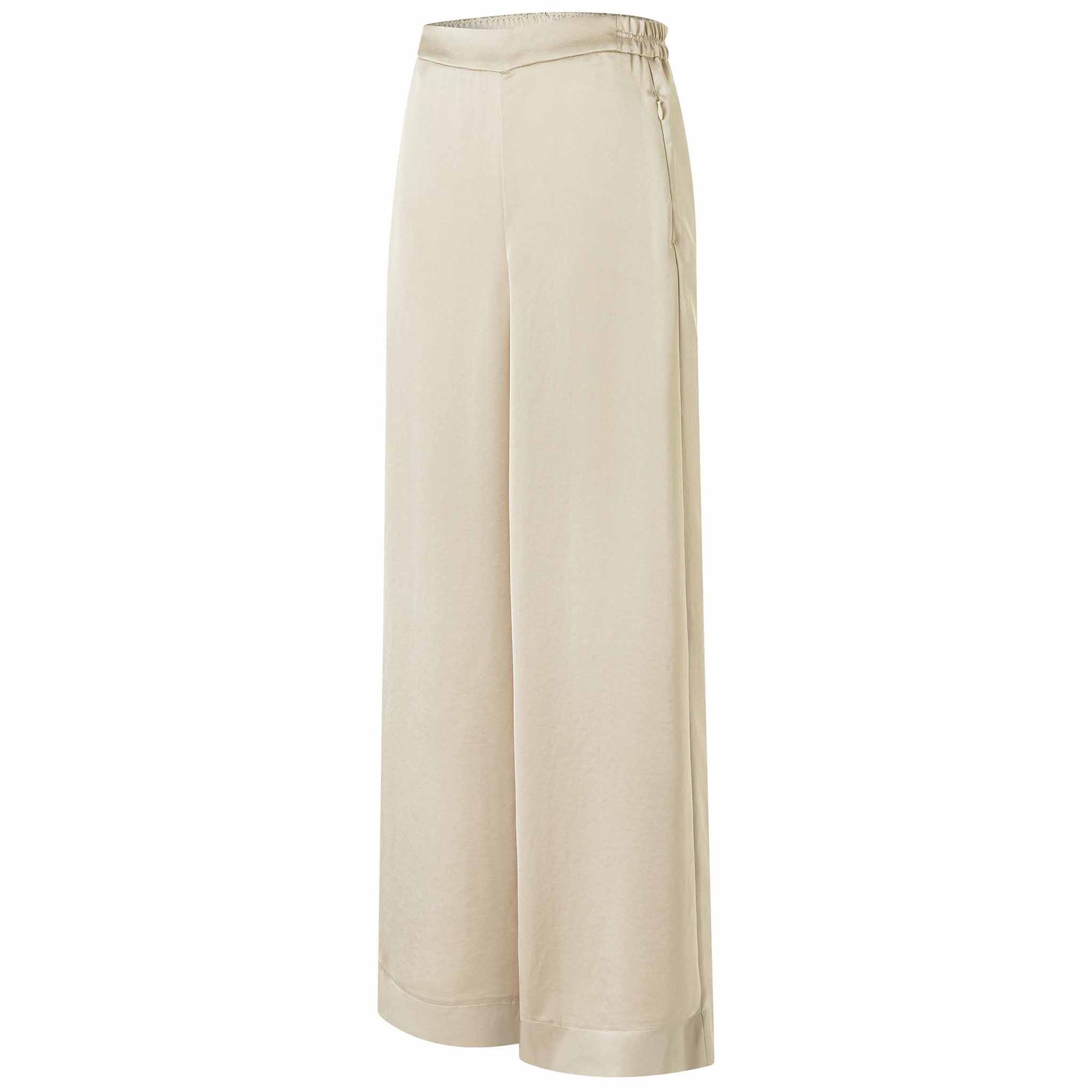 Mac Broek Coralie Satin Gravel, kleding voor lange vrouwen, zijaanzicht