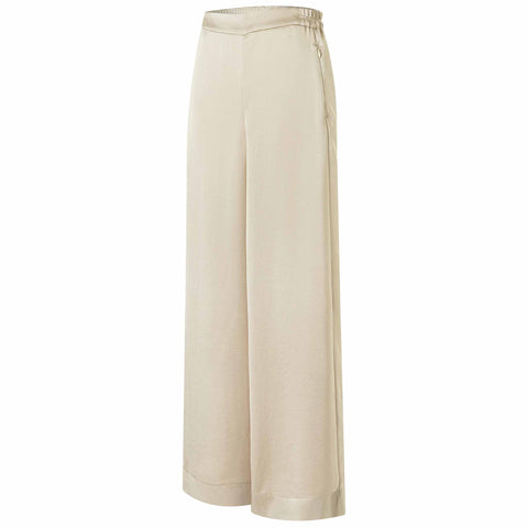 Mac Broek Coralie Satin Gravel, kleding voor lange vrouwen, zijaanzicht