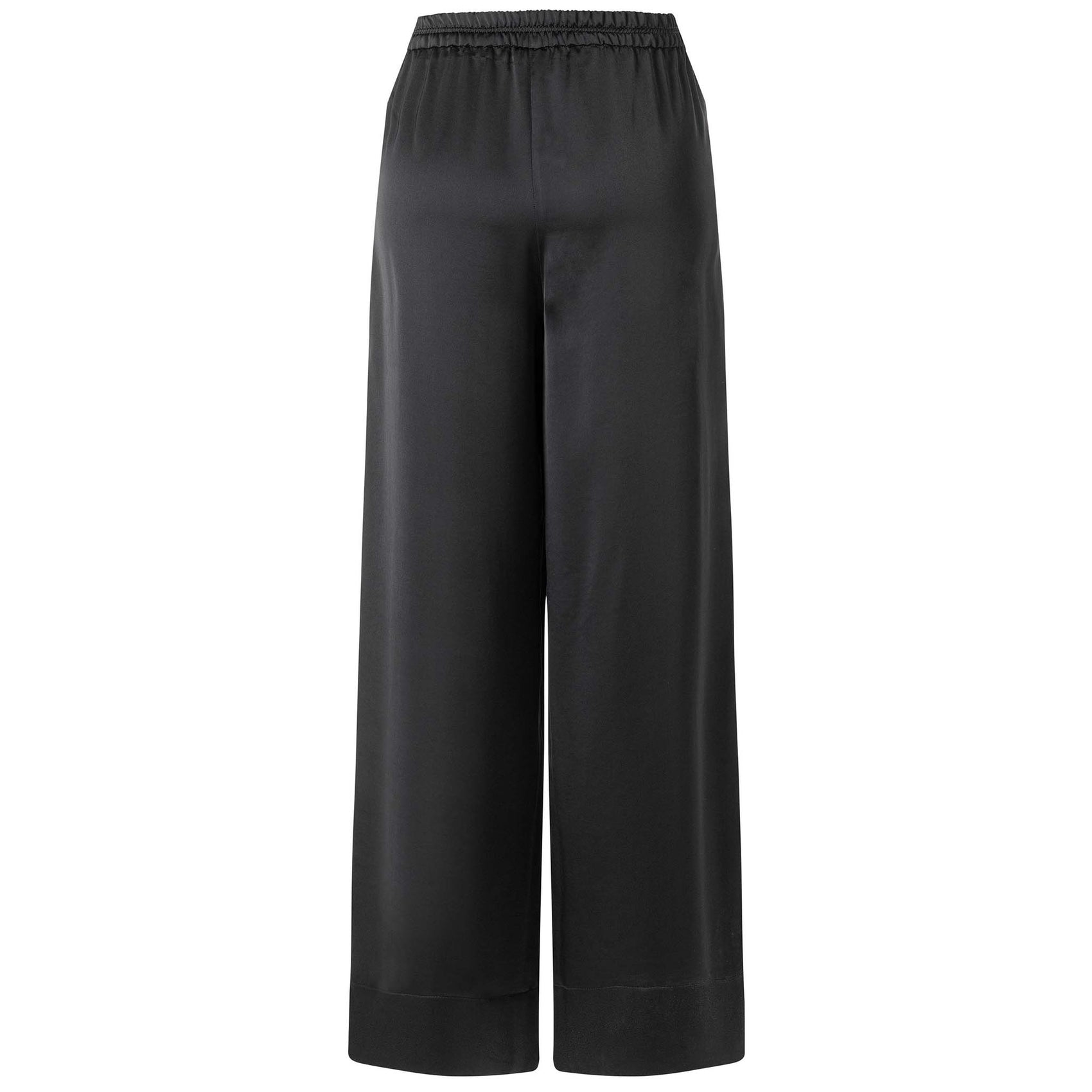Mac Broek Coralie Satin Zwart, tall kleding voor lange dames, achteraanzicht
