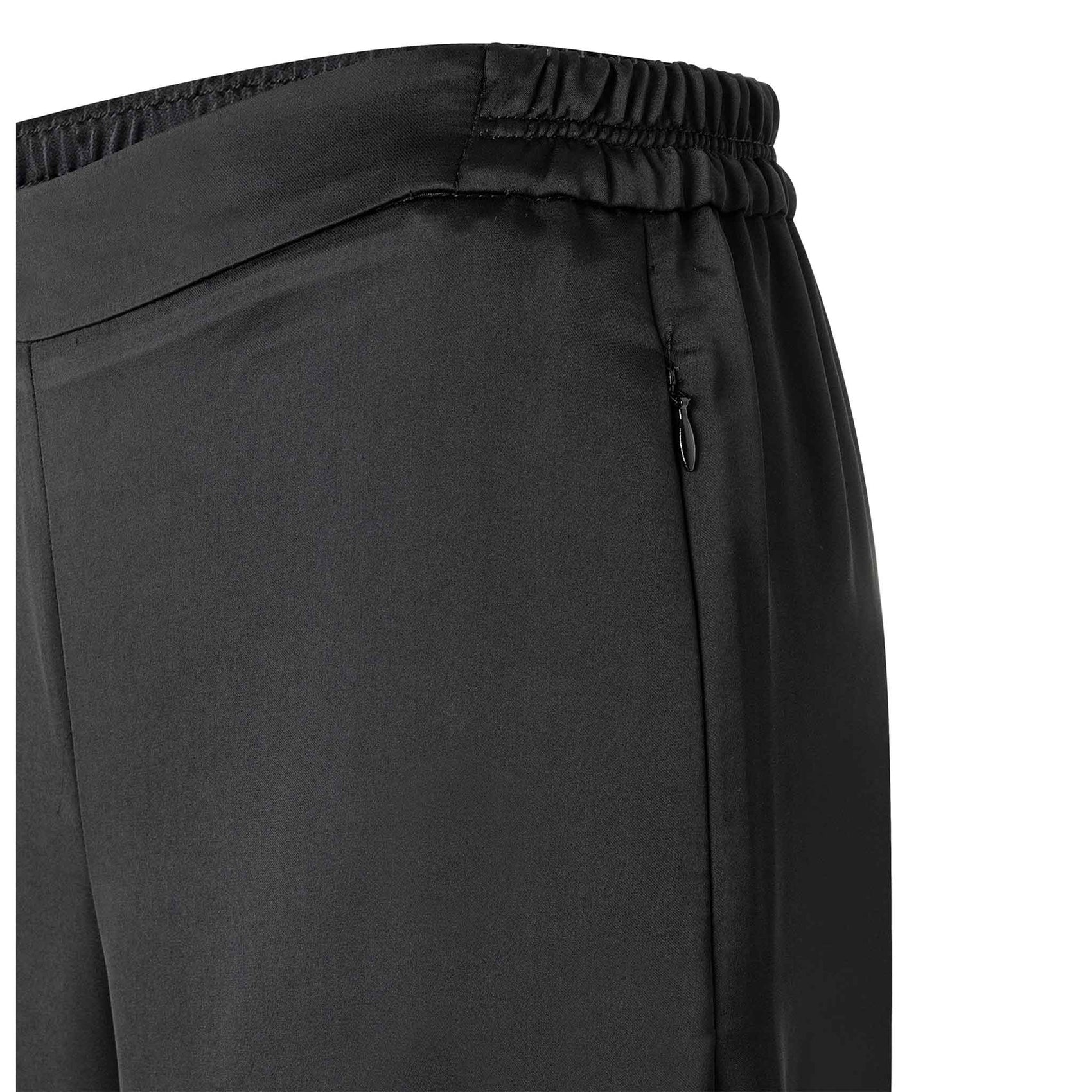 Mac Broek Coralie Satin Zwart, kleding voor lange vrouwen, zijaanzicht