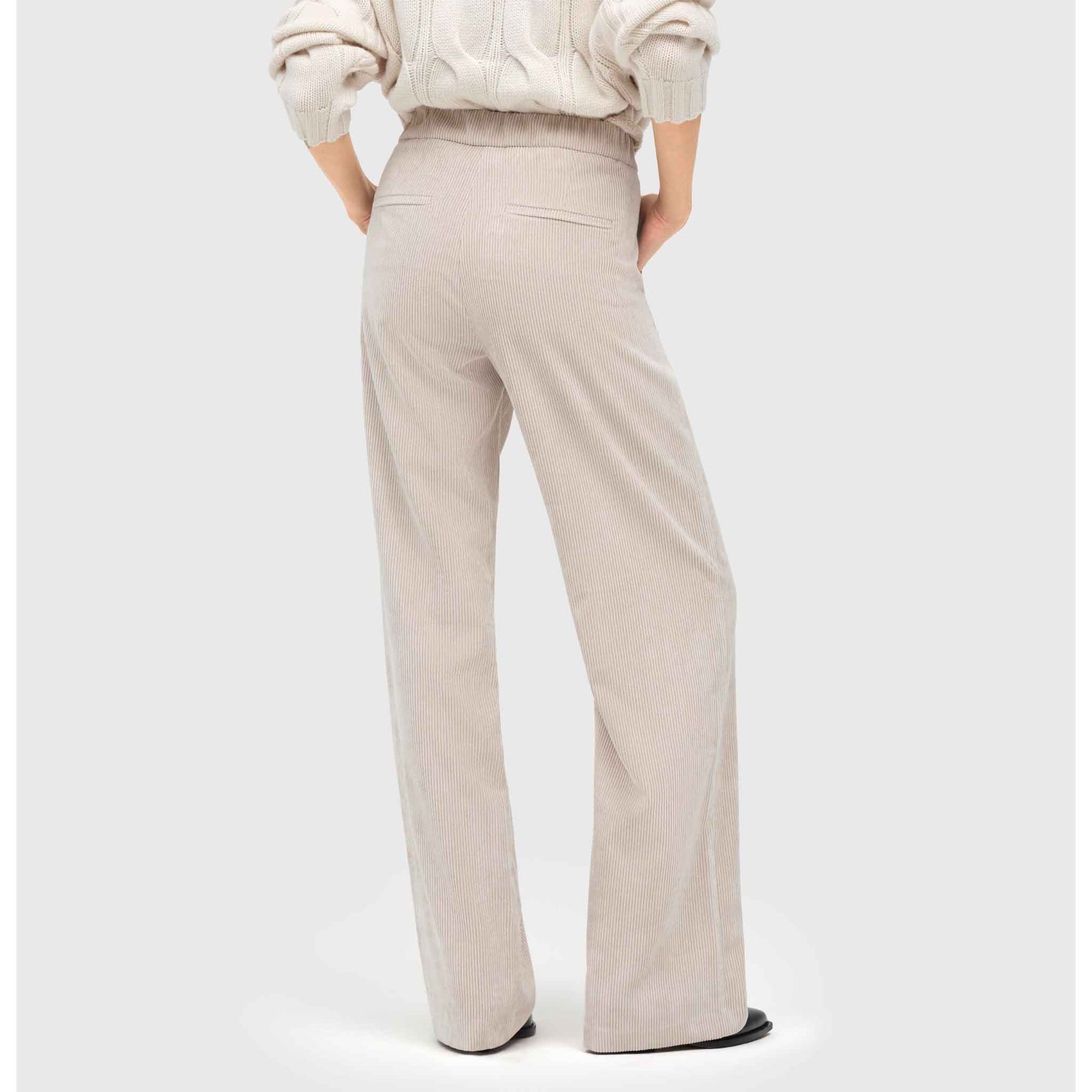 Mac Broek Chiara Sand Beige Rib, tall kleding voor lange dames, achteraanzicht