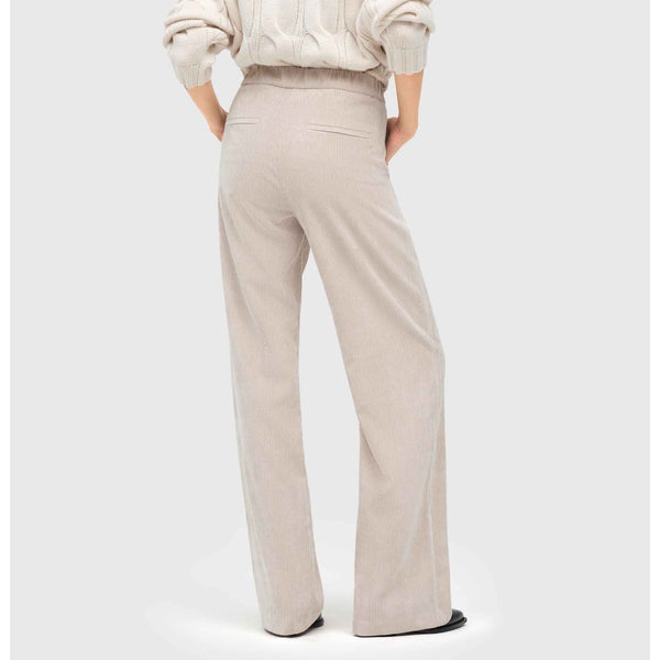 Mac Broek Chiara Sand Beige Rib, tall kleding voor lange dames, achteraanzicht