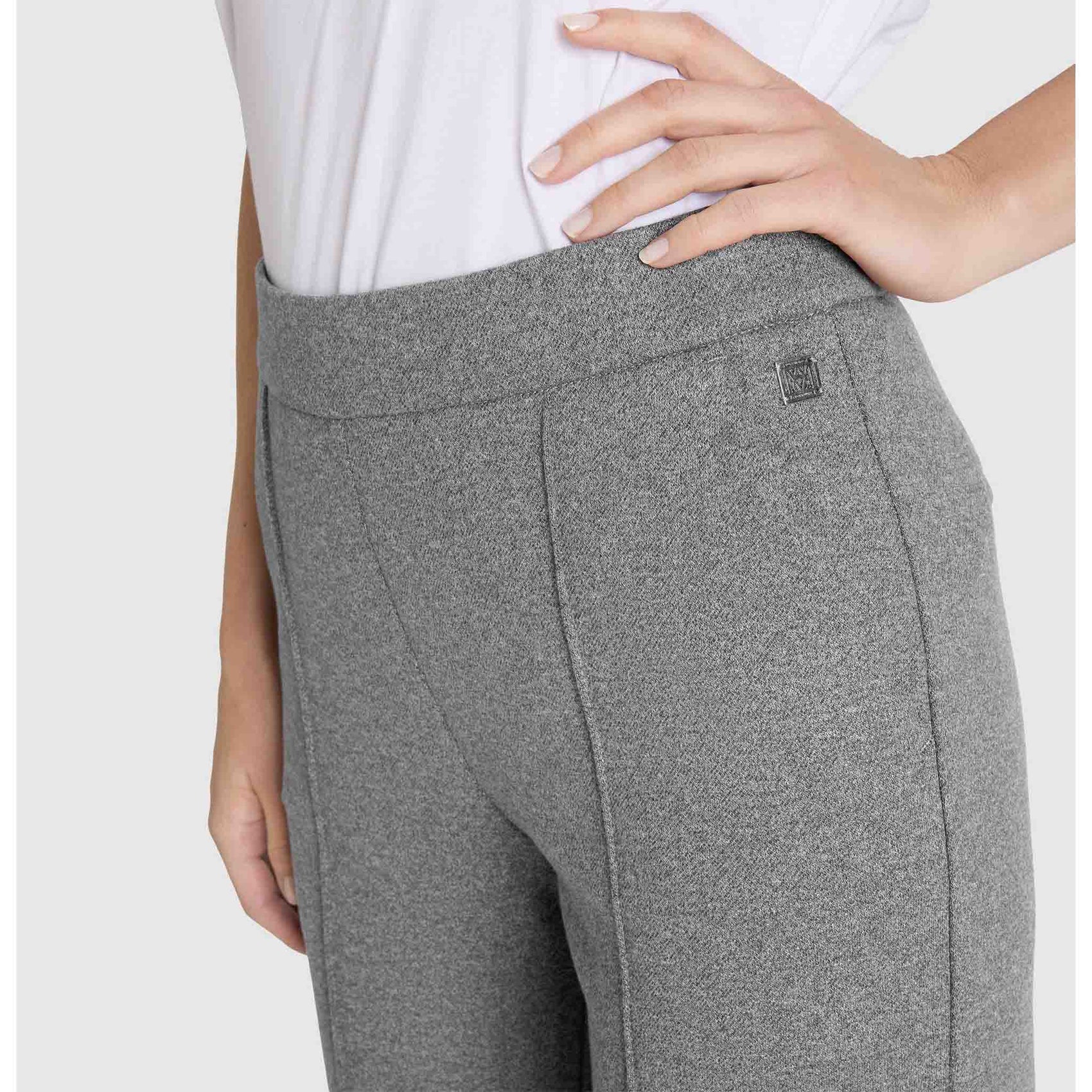 Mac Broek Chiara Smart Metal Grey, tall kleding voor lange vrouwen, vooraanzicht