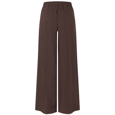 Tall Broek Mac Coralie Floating Crepe Trufflebrown achterkant lange dames 