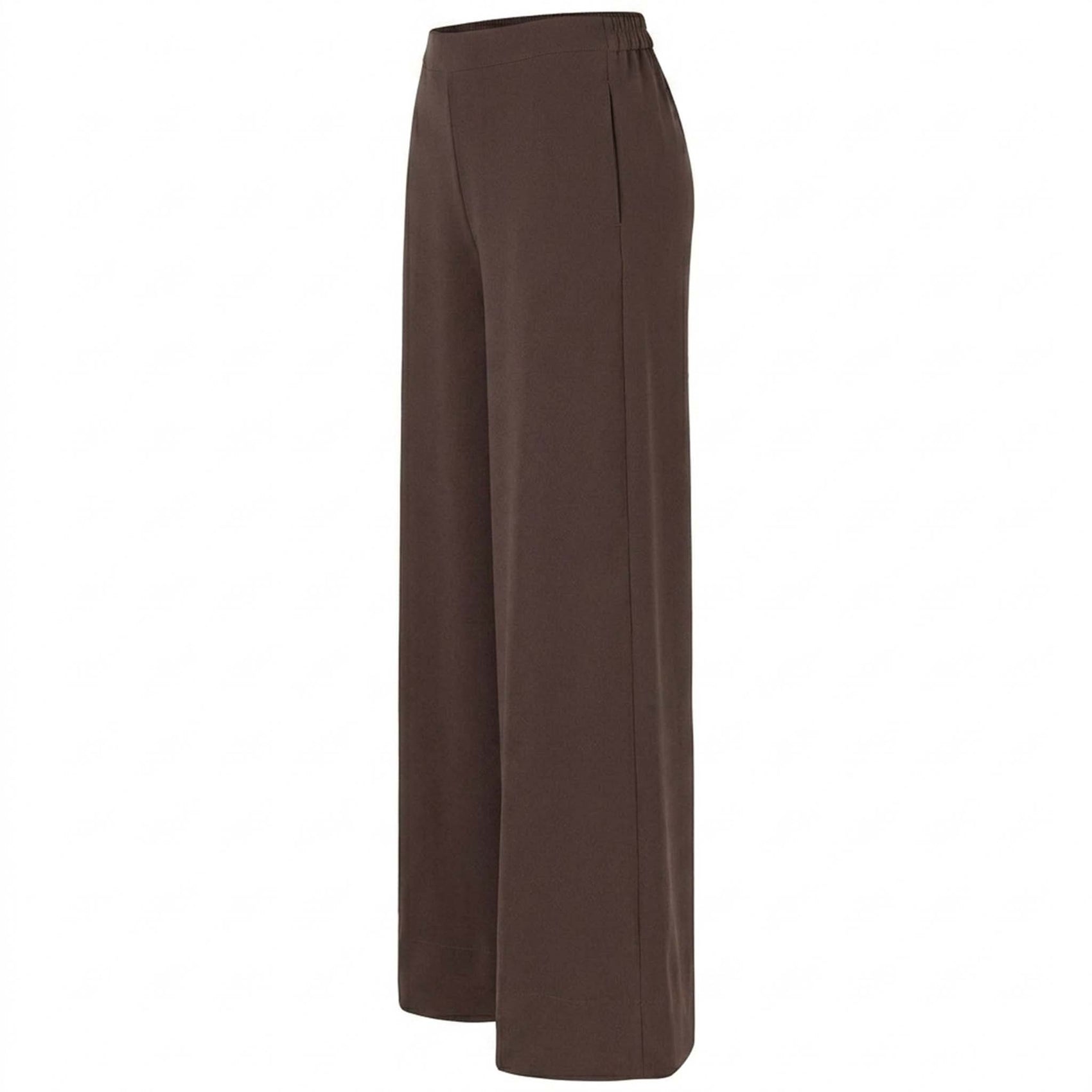 Tall Broek Mac Coralie Floating Crepe Trufflebrown zijkant lange dames 