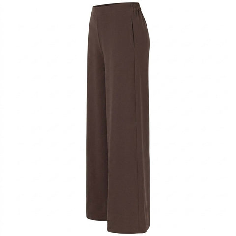 Tall Broek Mac Coralie Floating Crepe Trufflebrown zijkant lange dames 