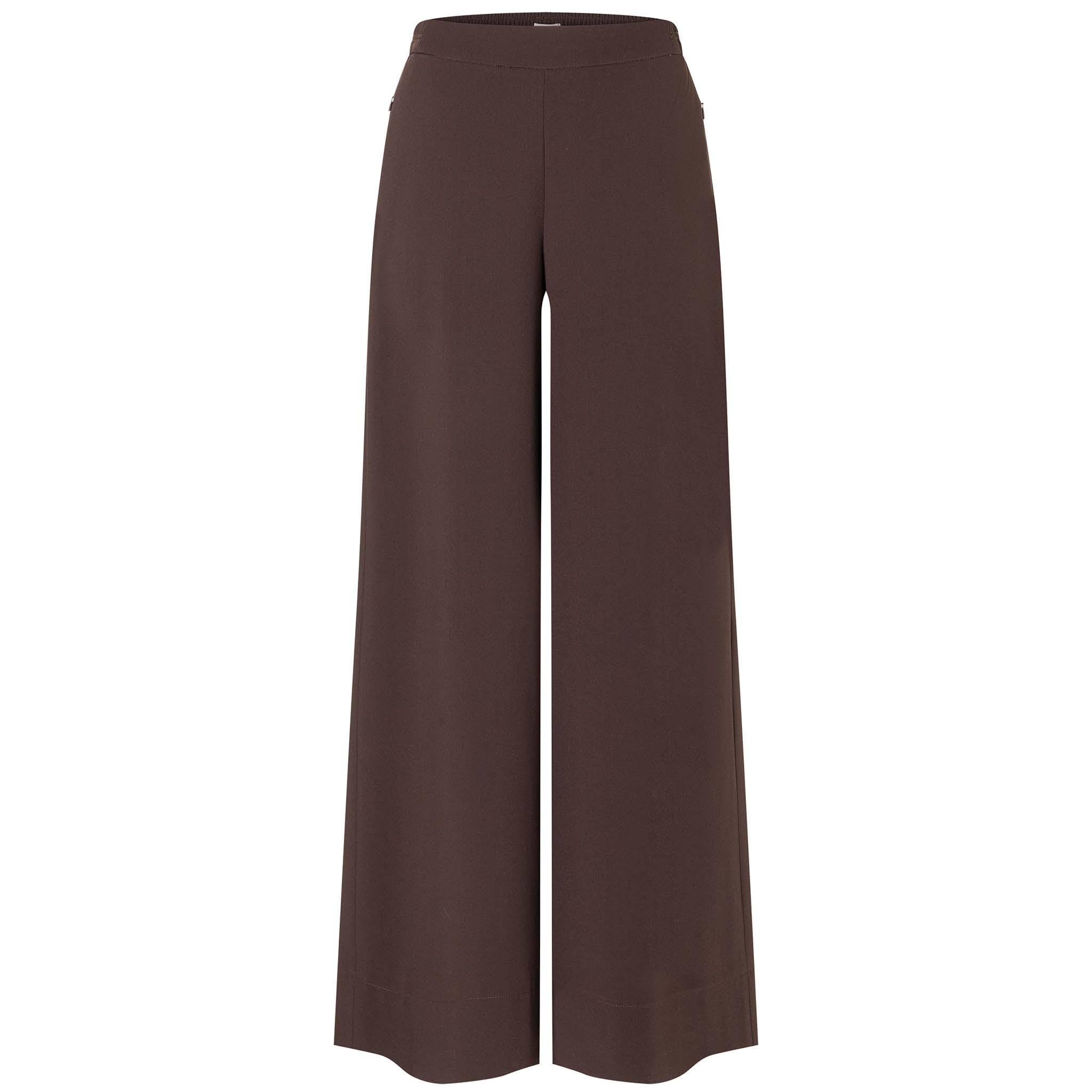 Tall Broek Mac Coralie Floating Crepe Trufflebrown vooraanzicht lange dames 