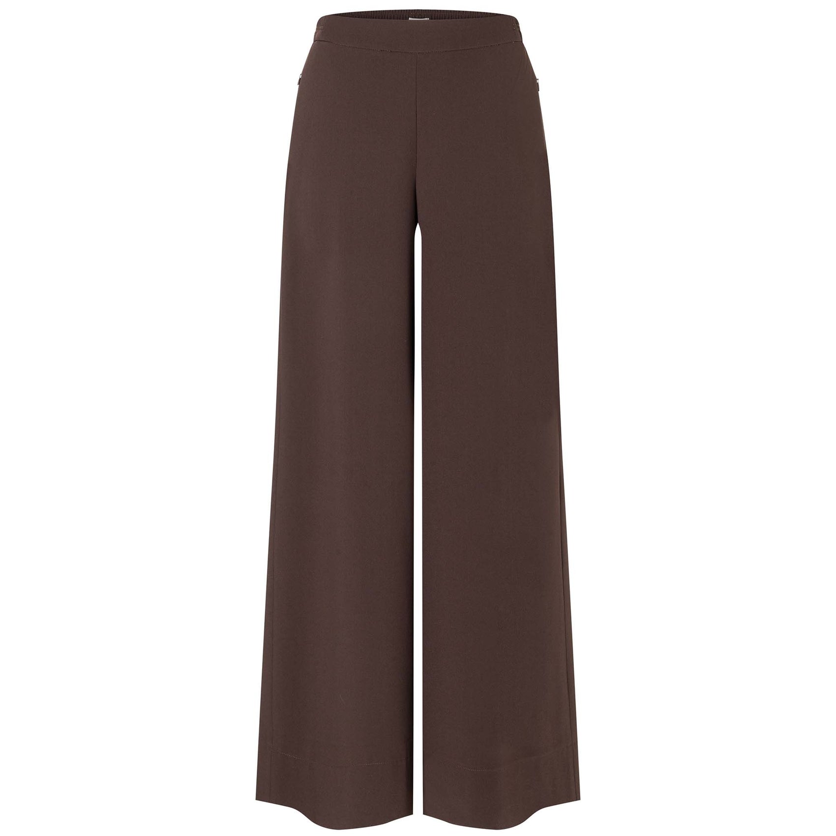 Tall Broek Mac Coralie Floating Crepe Trufflebrown vooraanzicht lange dames 