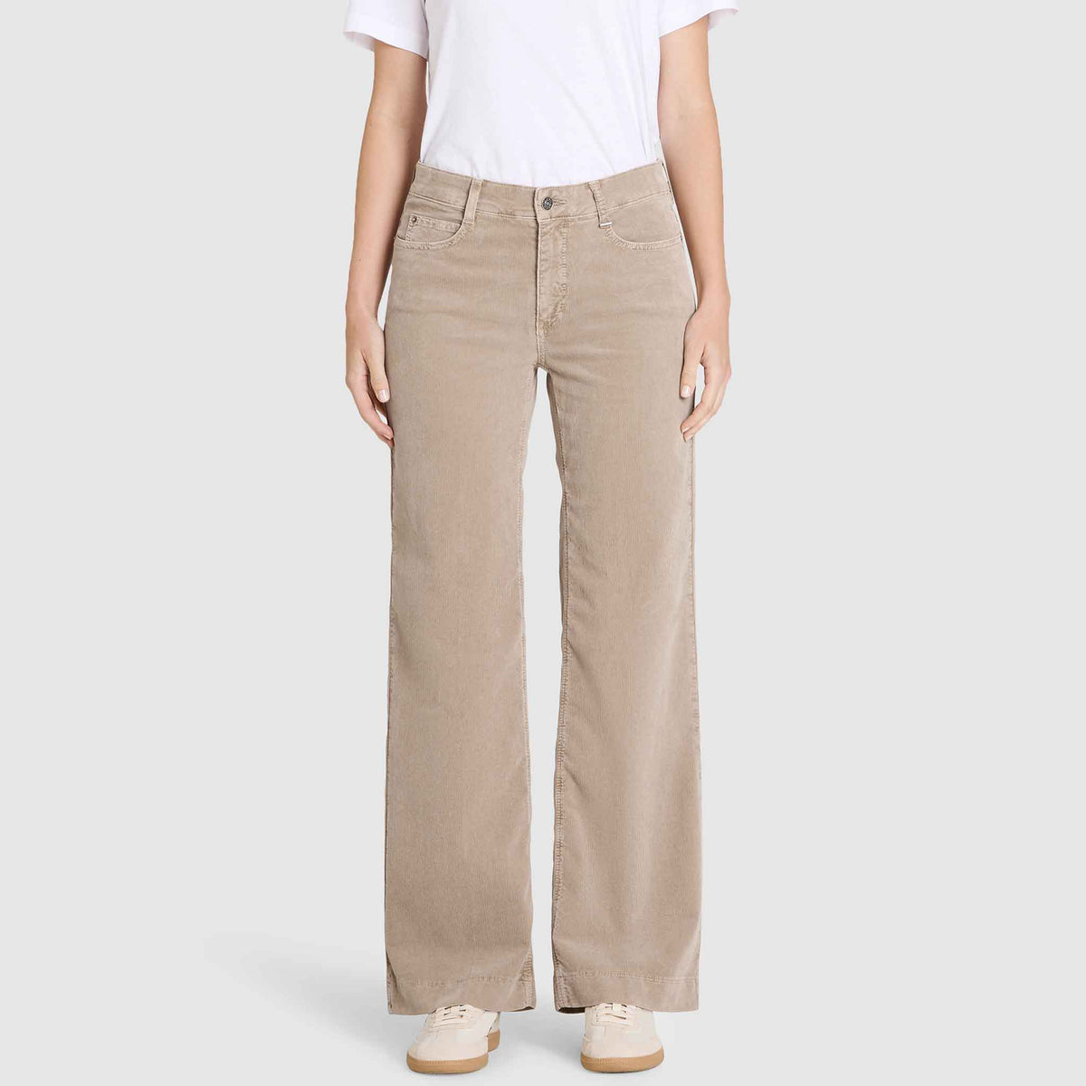 Mac Broek Wide Babycord Windspray Beige | Tall
