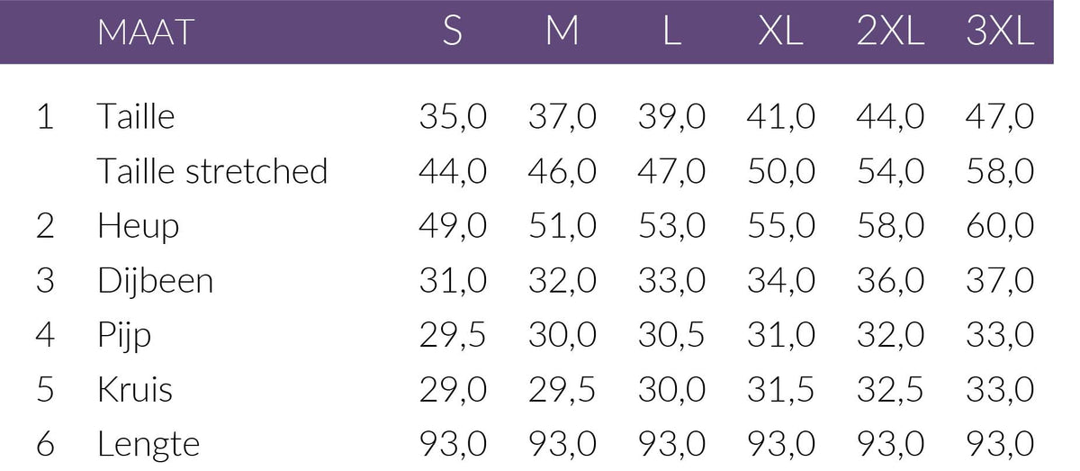 Maattabel Maicazz Broek Xavi Sand | Tall