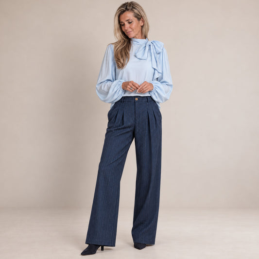 Only-M Broek Wijd Navy Stripes | Tall