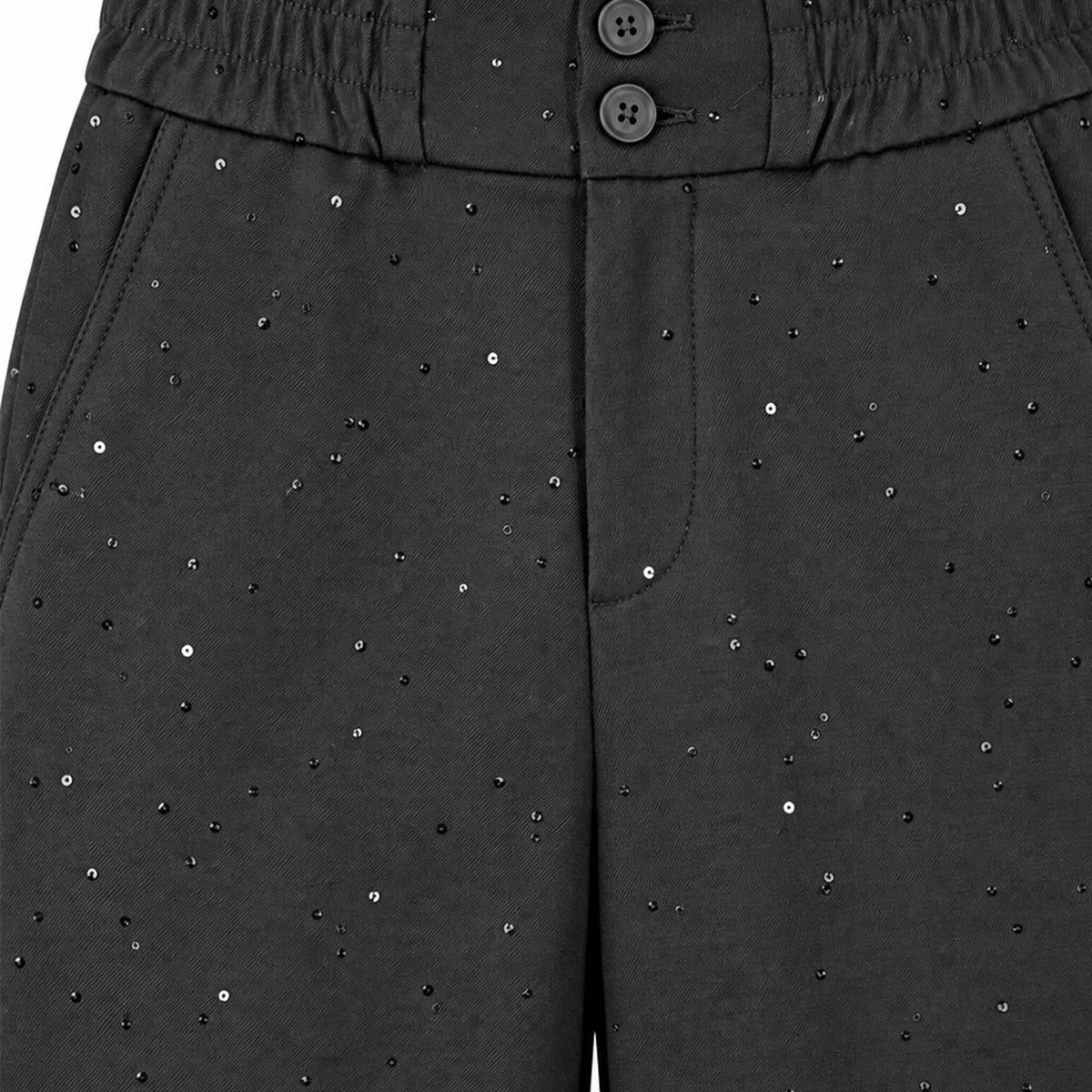 Only-M Broek Wijd Zwart Pailletten | Tall