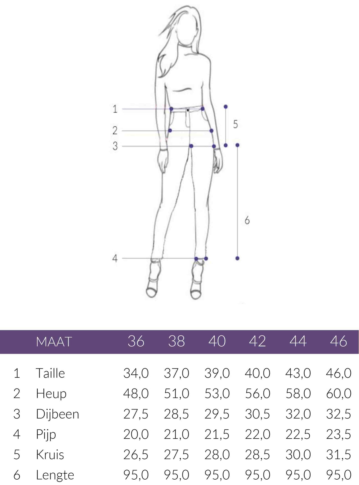 Maattabel XOX Broek Wijd Monaco Khaki | Tall