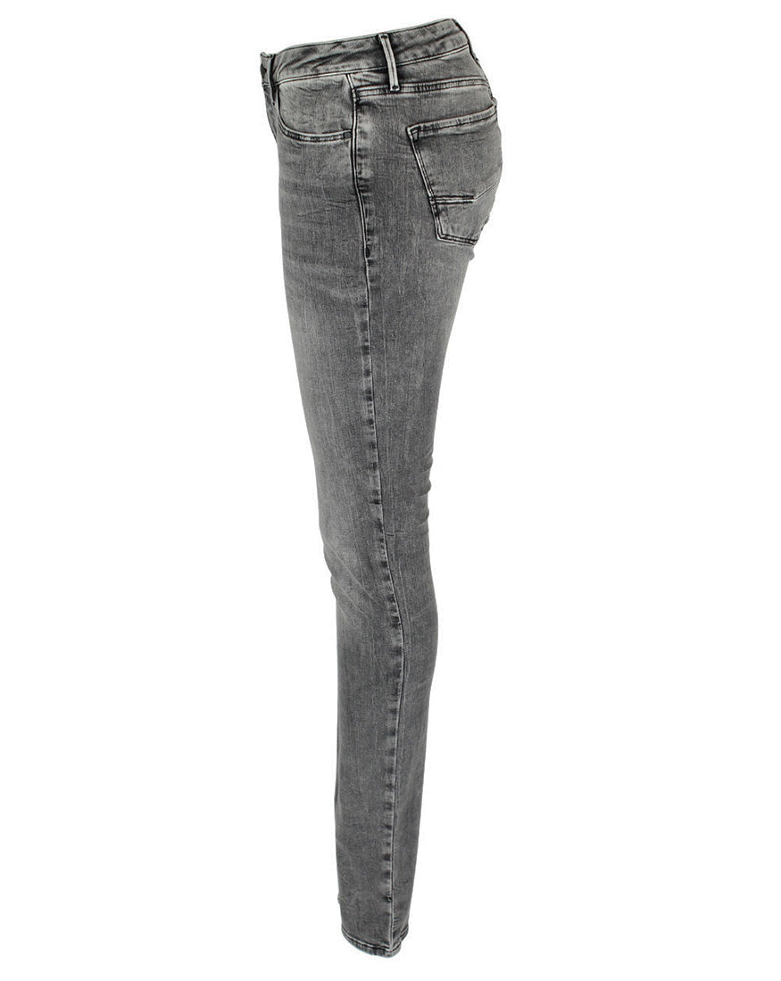 Cross Jeans Alan Grey washed, lange dames jeans, zijaanzicht