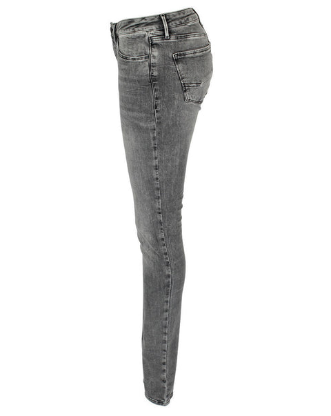 Cross Jeans Alan Grey washed, lange dames jeans, zijaanzicht