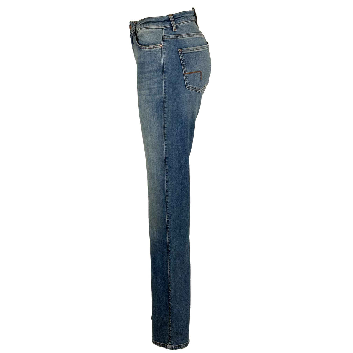 DNM Pure Hayden Muddy Blue, kleding voor lange vrouwen, zijaanzicht
