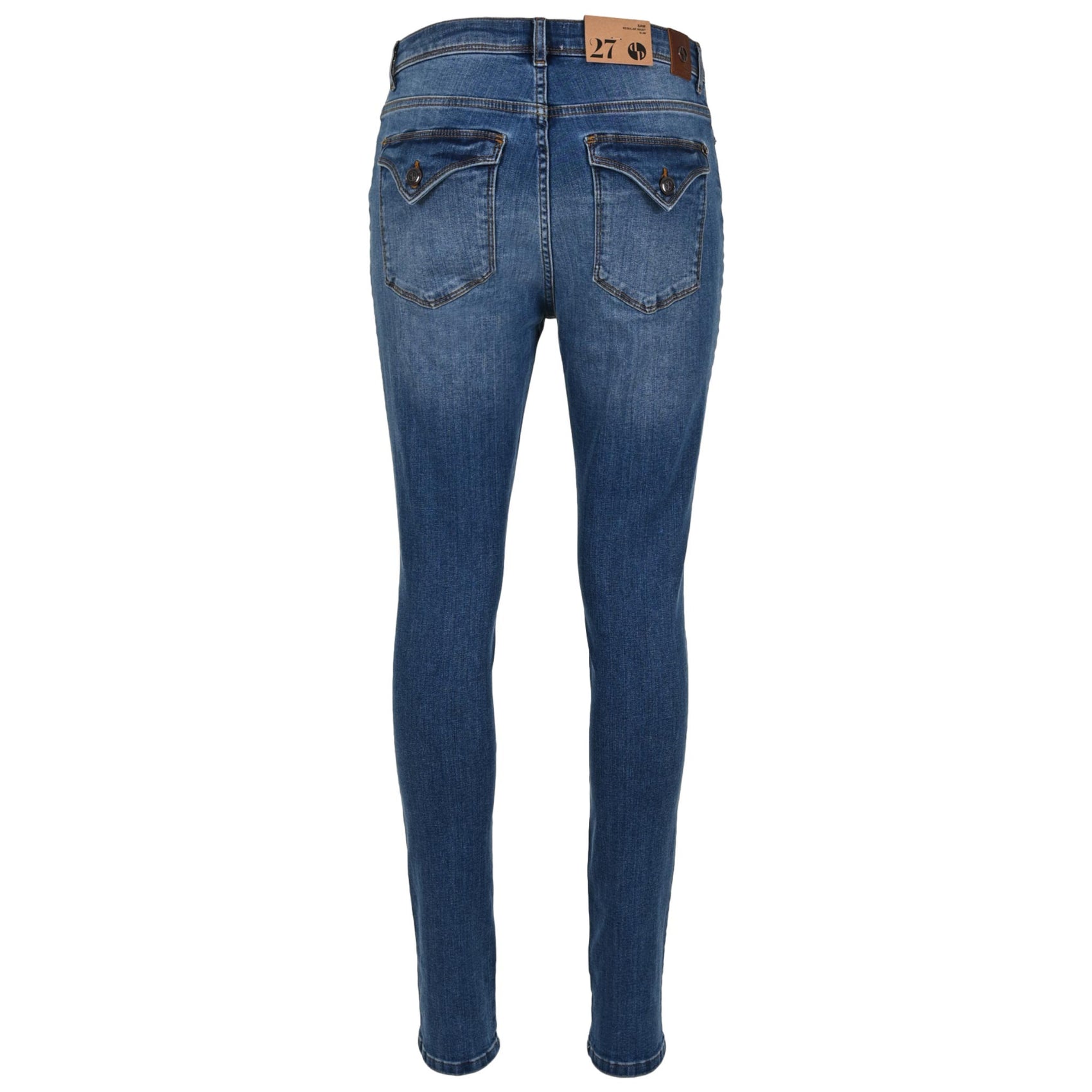 DNM Pure San Flap Midblue, tall kleding voor lange dames, achteraanzicht
