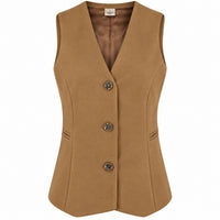 LongLady Gilet Gina Caramel, tall kleding voor lange vrouwen voorkant