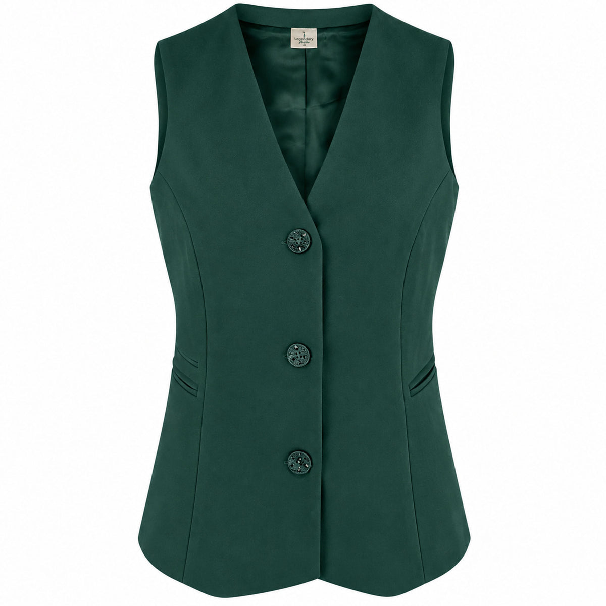 LongLady Gilet Gina Petrol, tall kleding voor lange vrouwen voorzijde
