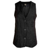 Gilet lange vrouwen Longlady Gilet Gina in zwarte glans stof - voorzijde - tall fit