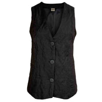 Gilet lange vrouwen Longlady Gilet Gina in zwarte glans stof - voorzijde - tall fit