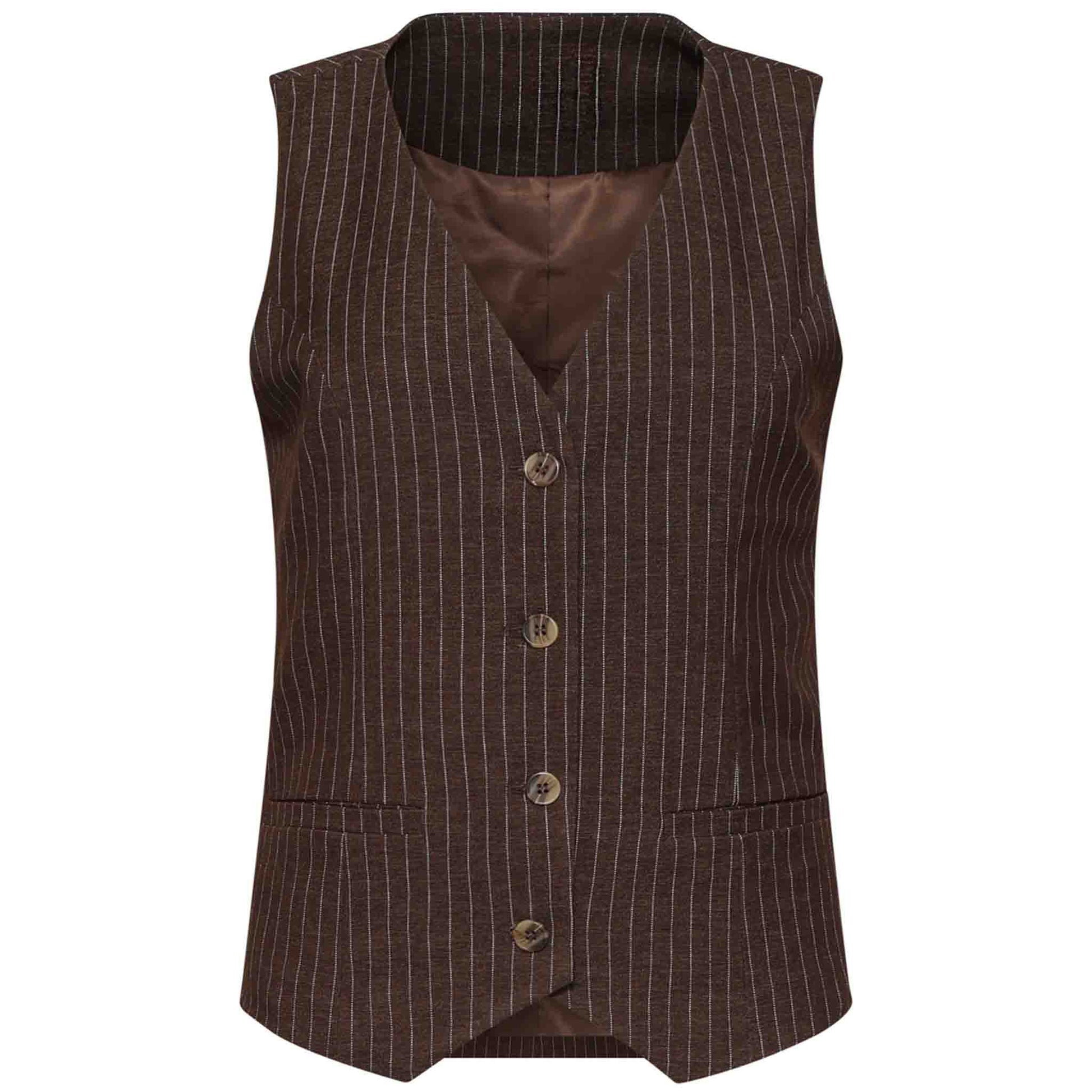 Smashed Lemon Gilet Donkerbruin – voorzijde – lange dames mode
