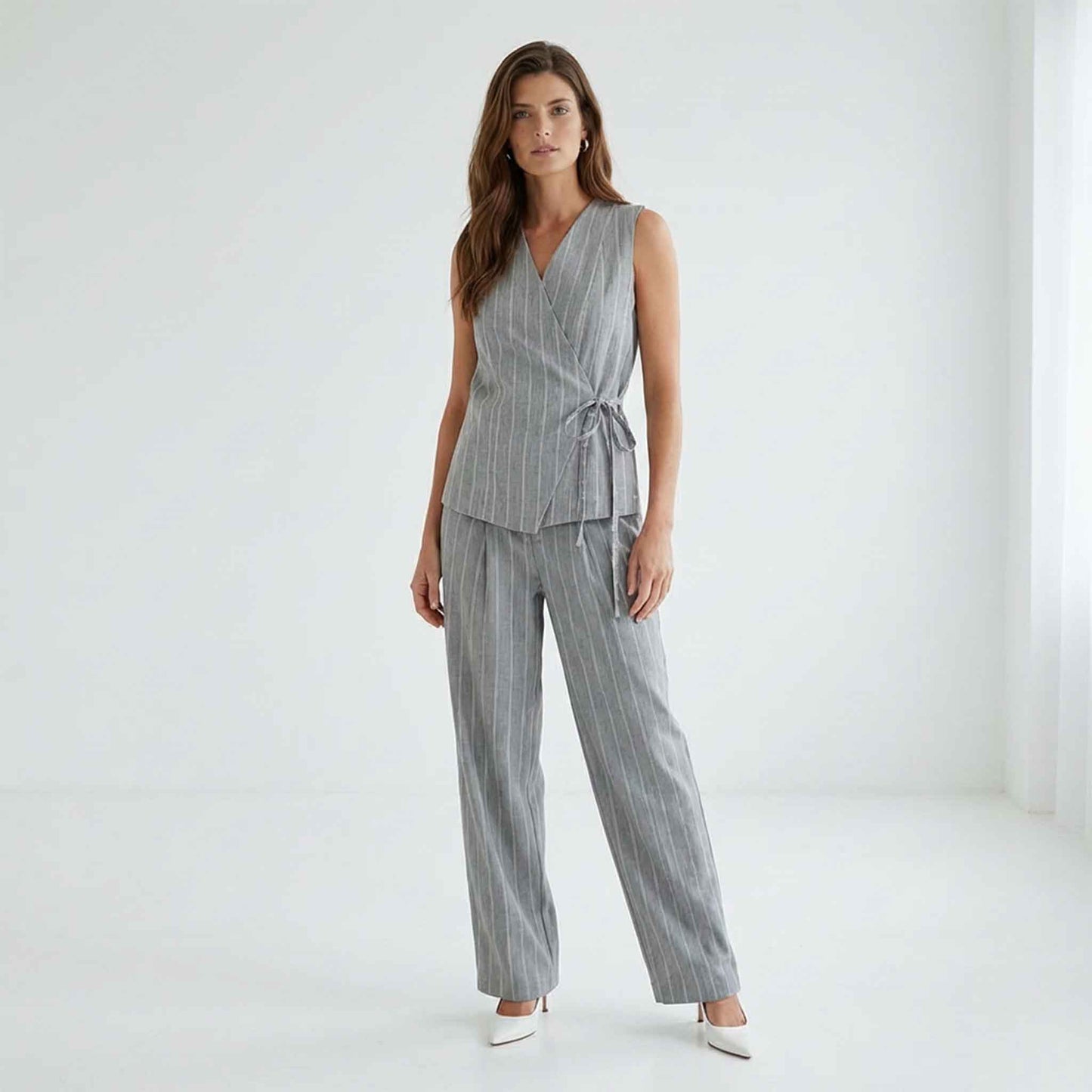 ZiZo Gilet Sophia Silver Stripe | Tall