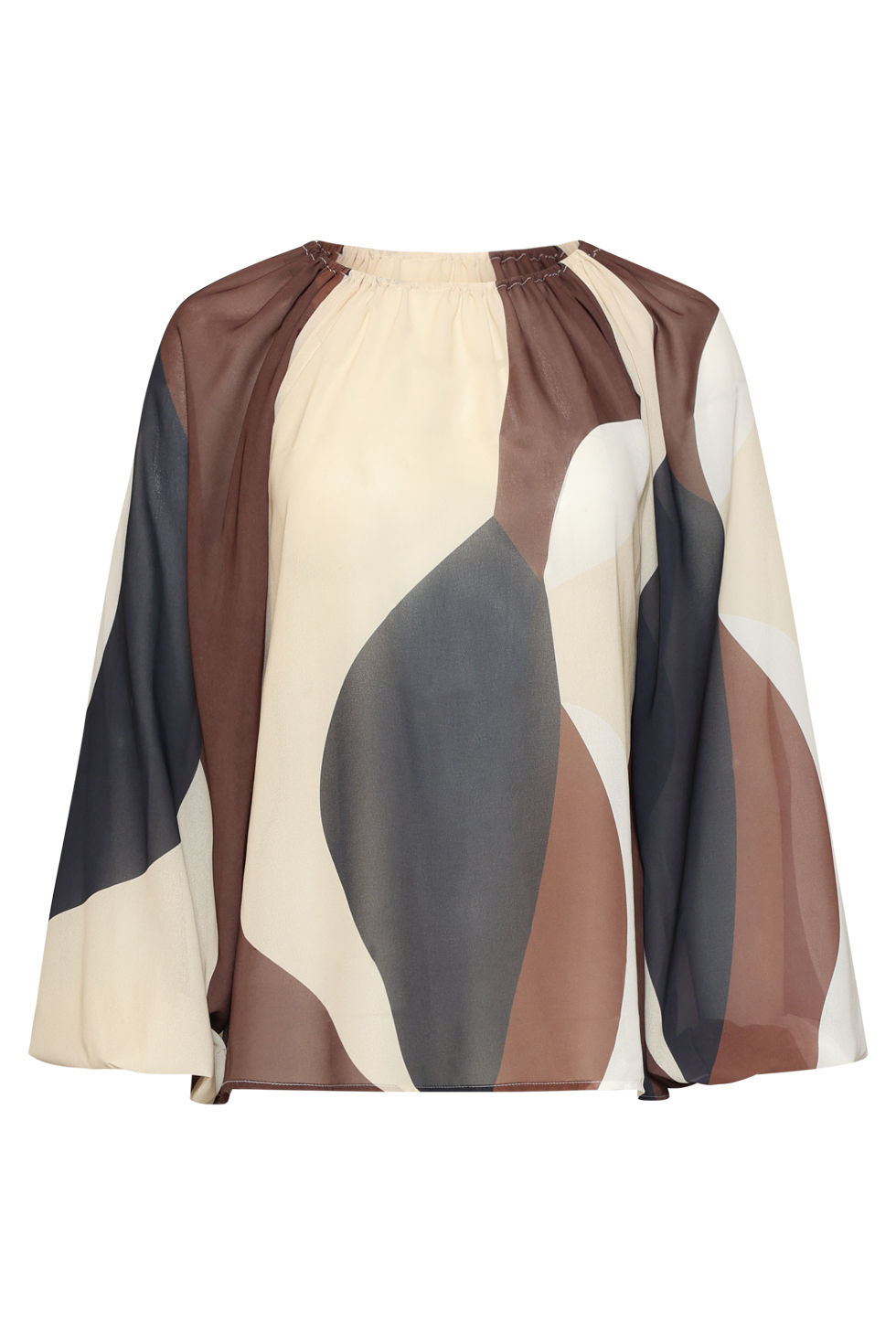 Smashed Lemon Blouse Bruin Donkerblauw | Tall