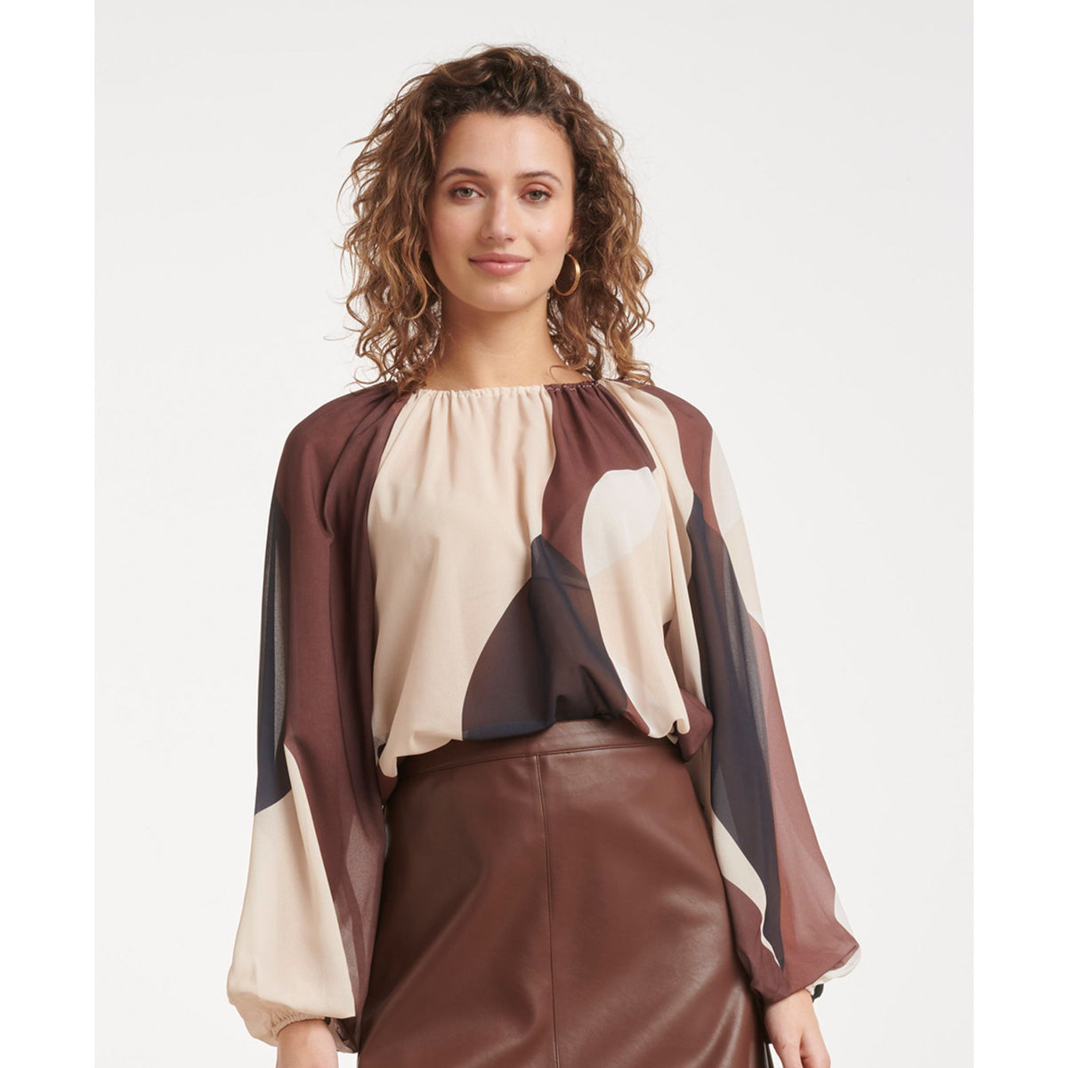 Smashed Lemon Blouse Bruin Donkerblauw | Tall