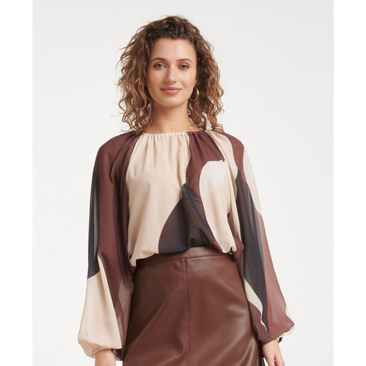 Smashed Lemon Blouse Bruin Donkerblauw | Tall