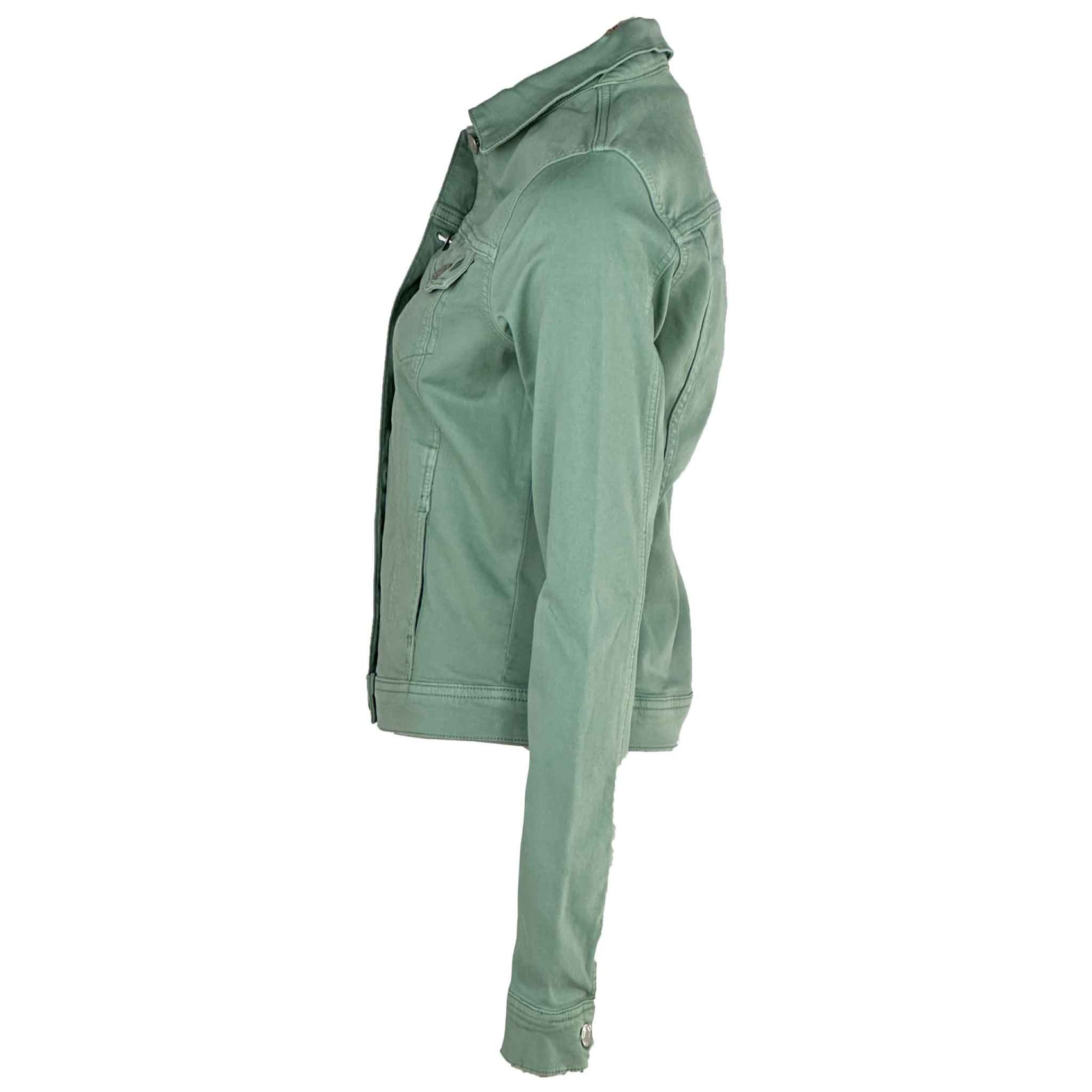 BlueFire Jeans Jack Dusty green, lange dames jeans, zijaanzicht