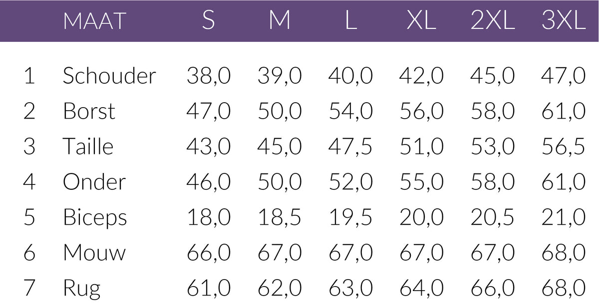 Maattabel DNM Pure Jack Grand long Stone Blue | Tall