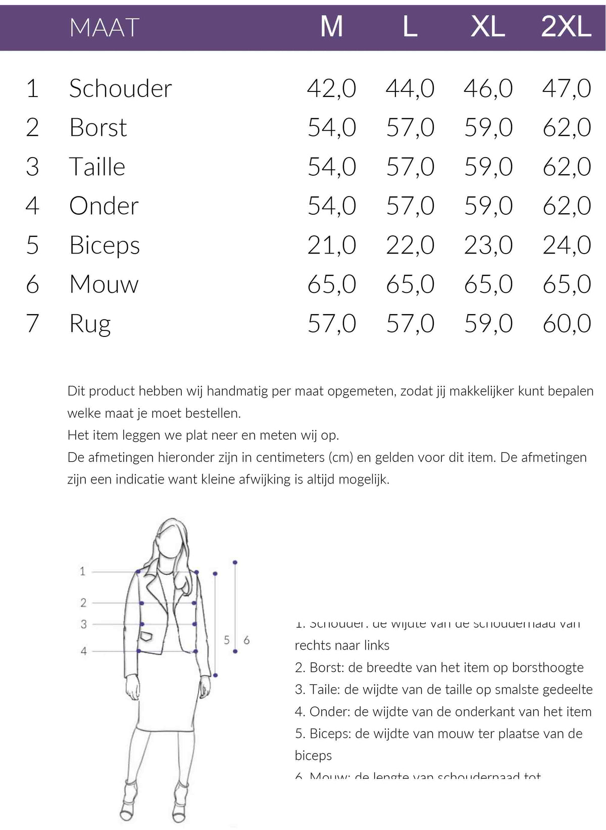 Maattabel NED Jack Sande Rood | Tall