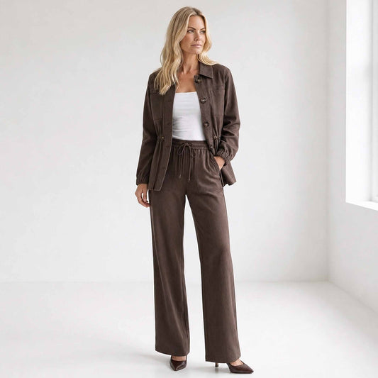 Only-M Broek Wijd Smock Bruin | Tall